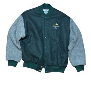 Vintage Wool Varsity Jacket President’s Club 2002 Bomber Mens Made In USA Med
